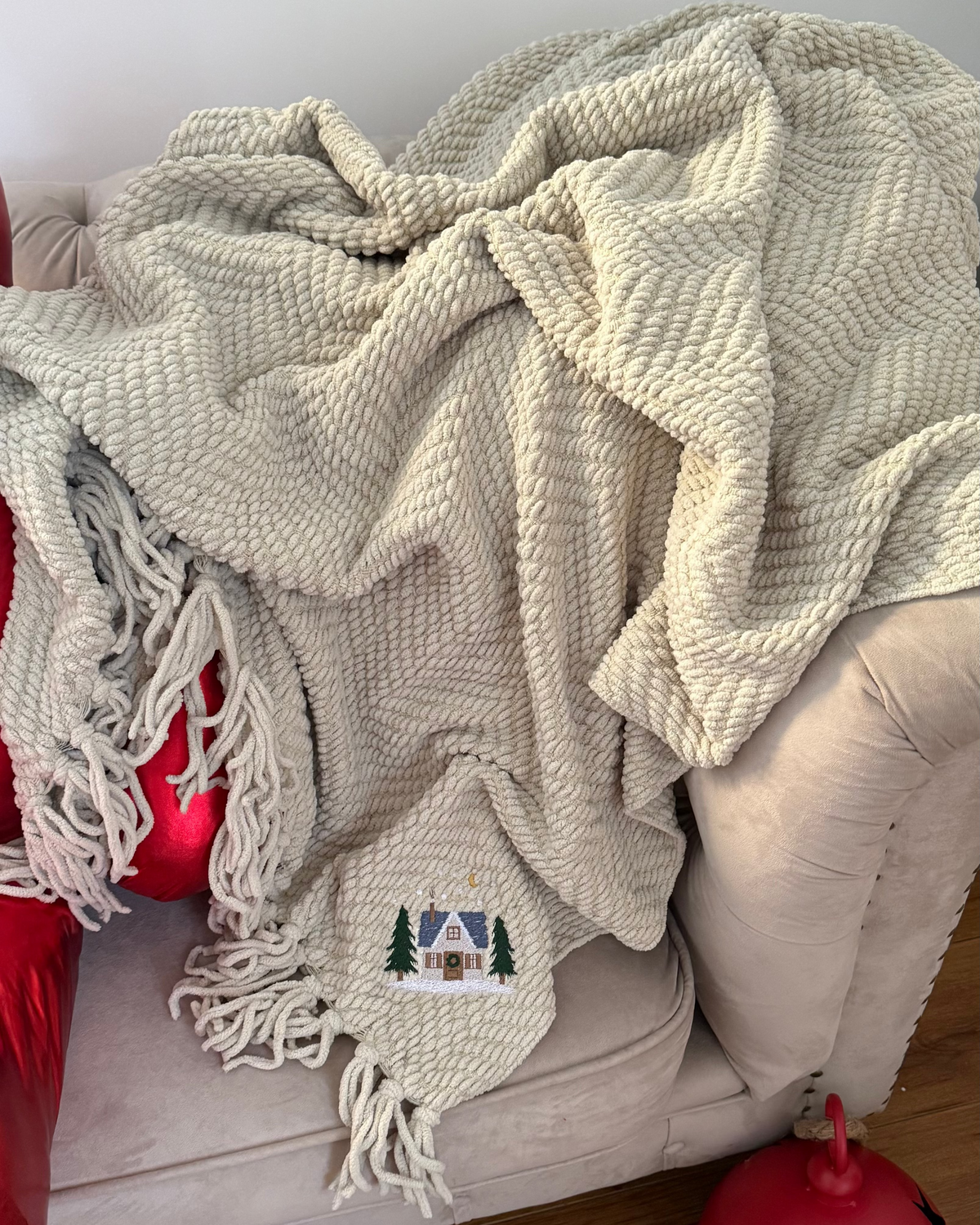 Cobija Navideña Beige
